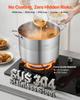Stainless Steel Stock Pot, 15.1 L Stainless Steel Stockpot with Glass Lid, PFOA-Free, PFAS-Free, Compatible with Gas Stoves, Induction Cooktops,