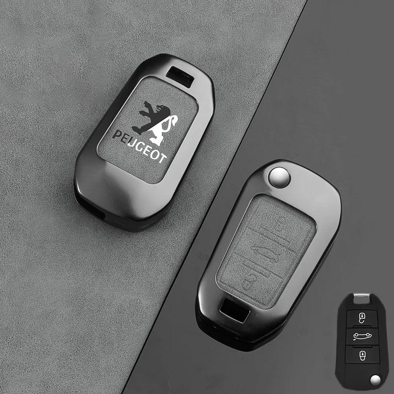 

Car Sticker 2025 Hot Zine Alloy Car Key Case Cover Key Bag Shell Holder Protection For Peugeot 208 308 408 508 2008 3008 4008 50