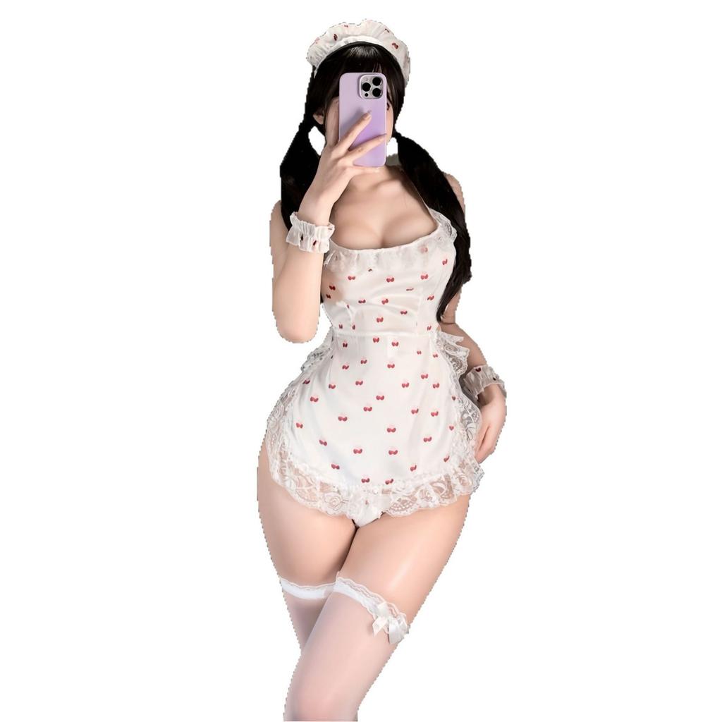 Night cat lingerie sexy naked back lace hip apron maid suit uniform pure desire free temptation nightdress