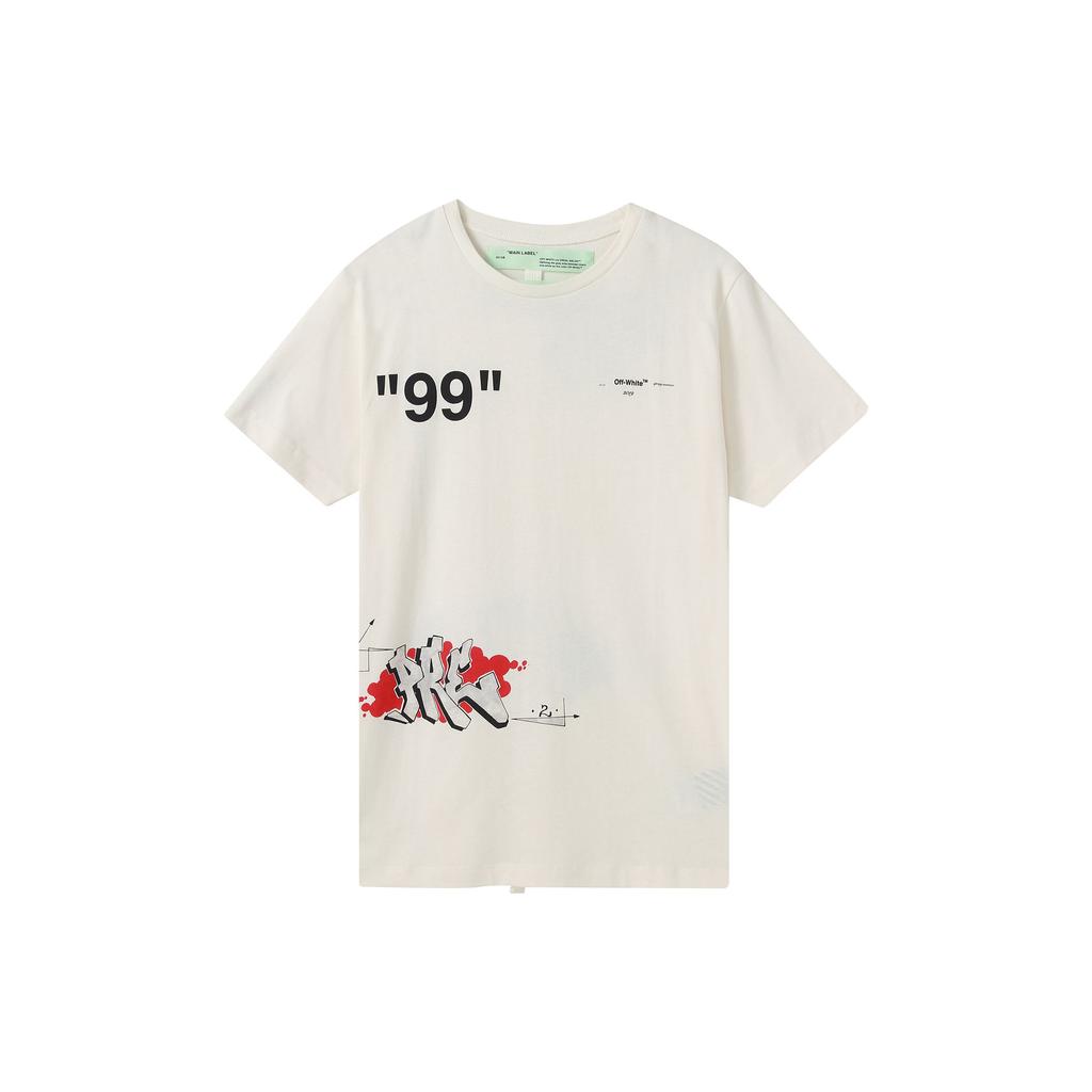 Off-White Graffiti Print Short Sleeve T-Shirt Men Tops White OMAA027R191850060288