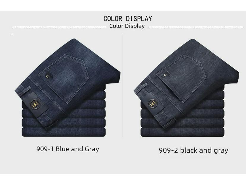 Men's Slim Straight Stretch Jeans - Soft, Breathable, All-Season Business Casual Pants