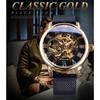 Forsining Uhr Herren Mode Casual Mesh Gürtel Hohl Gold Manuelle Mechanische Uhr GMT1040-8-A