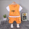 Boys' Summer Patchwork Outfit: Round Neck Short Sleeve Top & Shorts Set (0-4 Years)