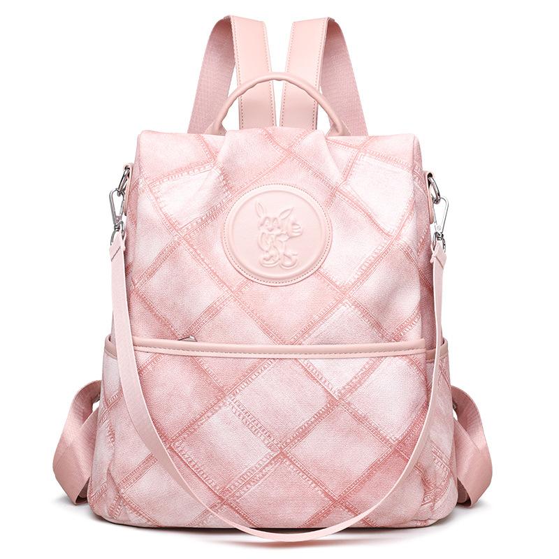 

Женский рюкзак большой емкости с защитой от кражи, студенческая школьная сумка, пригородная дорожная сумка розовый