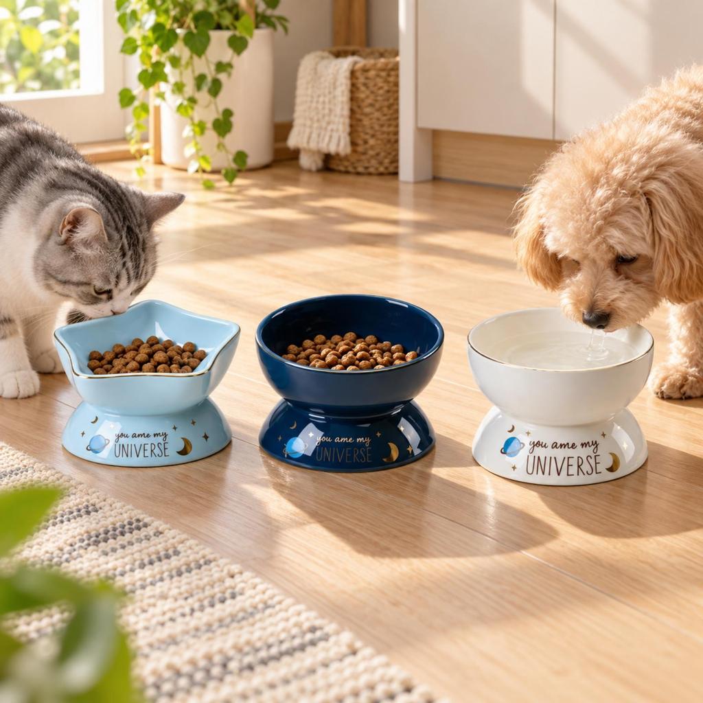 3 Pieces Pedestal Pet Feeding Bowl Elevated for Cats, Small to Medium Dogs