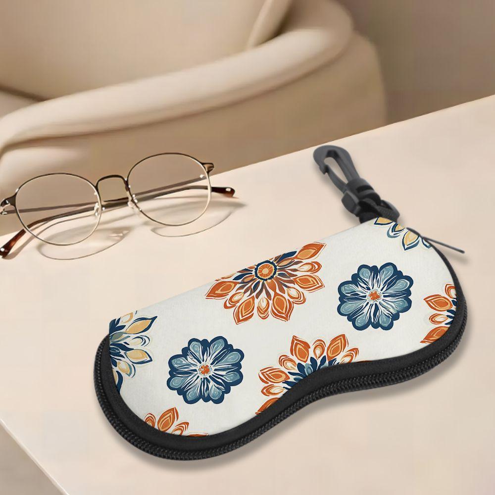 2D-Boho Floral Print Protective Glasses Case, Vintage Mandala Pattern Sunglasses Case, Portable Eyewear Holder Pouch, Lightweight Travel Spectacle Sto