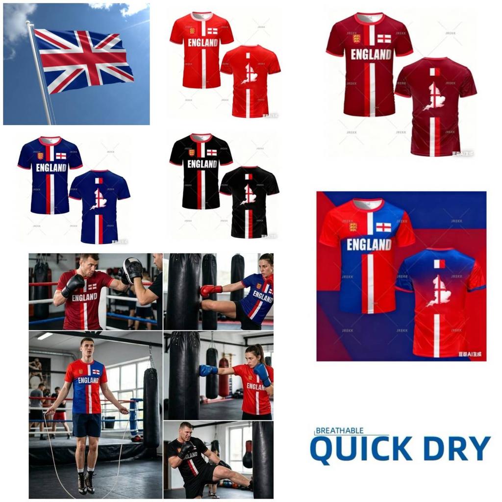 England British Britain UK United Kingdom Boxing Muay Thai MMA T-shirt National Flag 3D Print Training Unisex Men Women Fitness Workout Sport