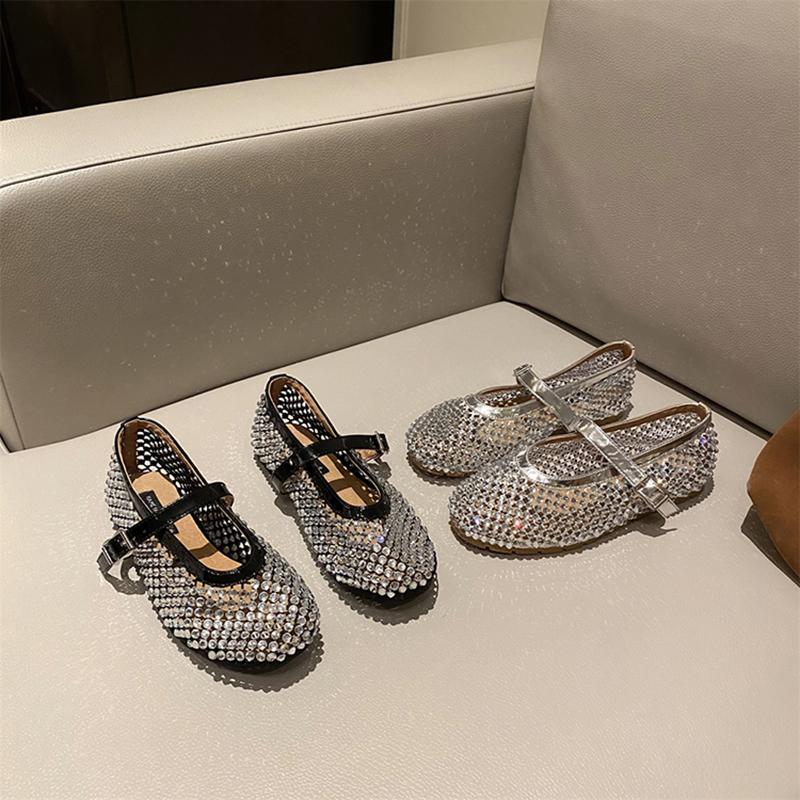 Fashion Rhinestone breathable retro flat ballet shoes female 2025 spring a stirrup granny shoes with skirt soft bottom single shoes tide