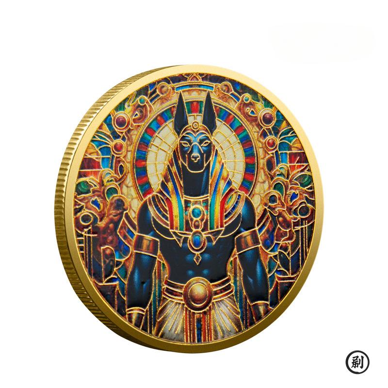 Moneta commemorativa souvenir del Dio Testa di Cane Anubi Custode della Morte Egizio Antico