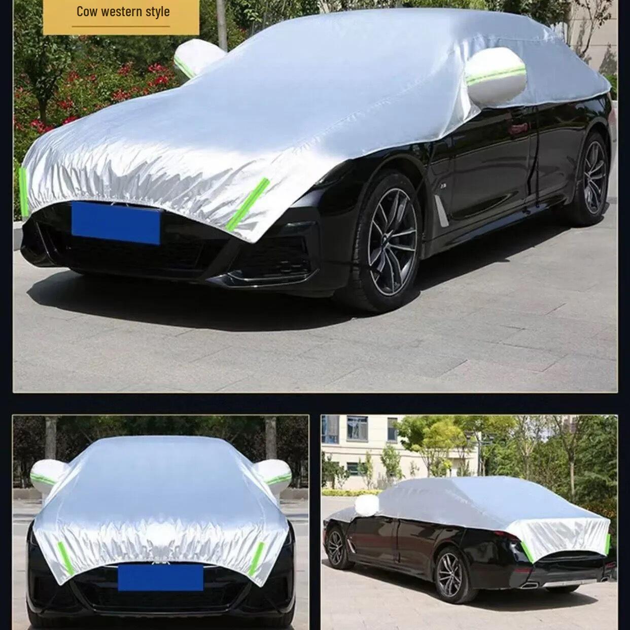 

Утолщенный получехол для автомобиля: Защита от солнца, дождя и снега с теплоизоляцией Silver Half Cover