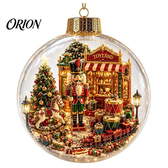 Festival Atmosphere Hanging Ornaments Christmas Tree Crystal Ball Pendant with LED Light, Built-in Christmas-themed Seasonal Party Decor Pattern