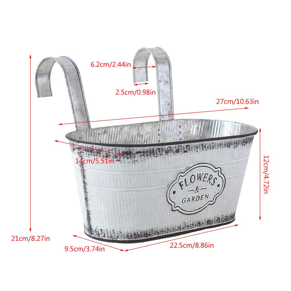 Hanging Bucket Metal Hanging Flower Railings Plant Hanging Bucket Railling Fence Indoor Plant Iron Flower Bucket