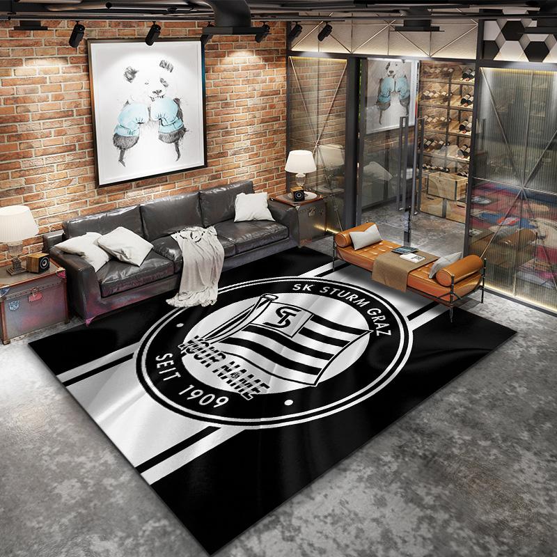 Sk Sturm Graz Crest Custom Name Carpet Rug For Living Room Bedroom Home Sofa Decoration Kids Play Nonslip Floor Mat