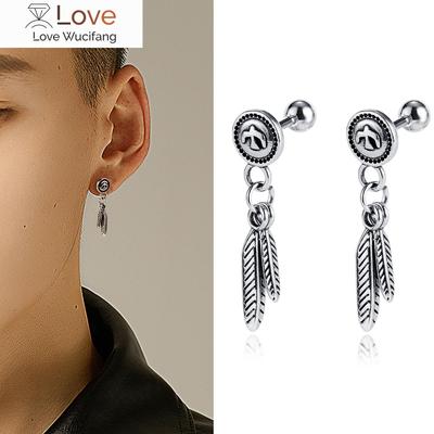 Cyue European Stainless Steel Feather Stud Earrings ,Fashionable Feather For Women Men Jewelry