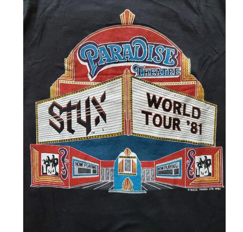 STYX MINT Paradise Theatre Live Tour 1981 Black All Size T-Shirt Unisex T-Shirt