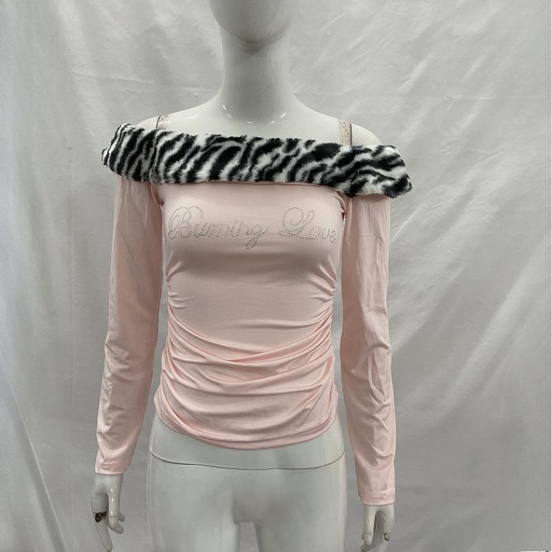 European and American slim fit sexy y2k letter printed exposed navel strapless top L