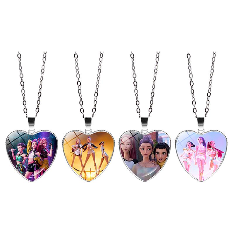 Kpop Demon Hunters Heart Necklace - Rumi Zoey Mira Anime Film Alloy Jewelry Pendant For Fans Gifts