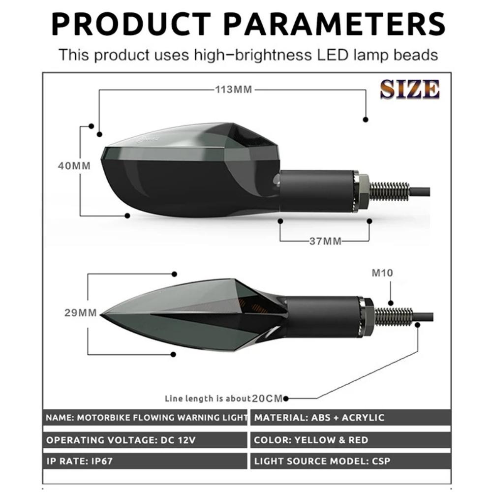 Universal Motorcycle Led Turn Signals Directional Indicators Flashing Rear Tail Brake Flasher Light Stop Signal Light