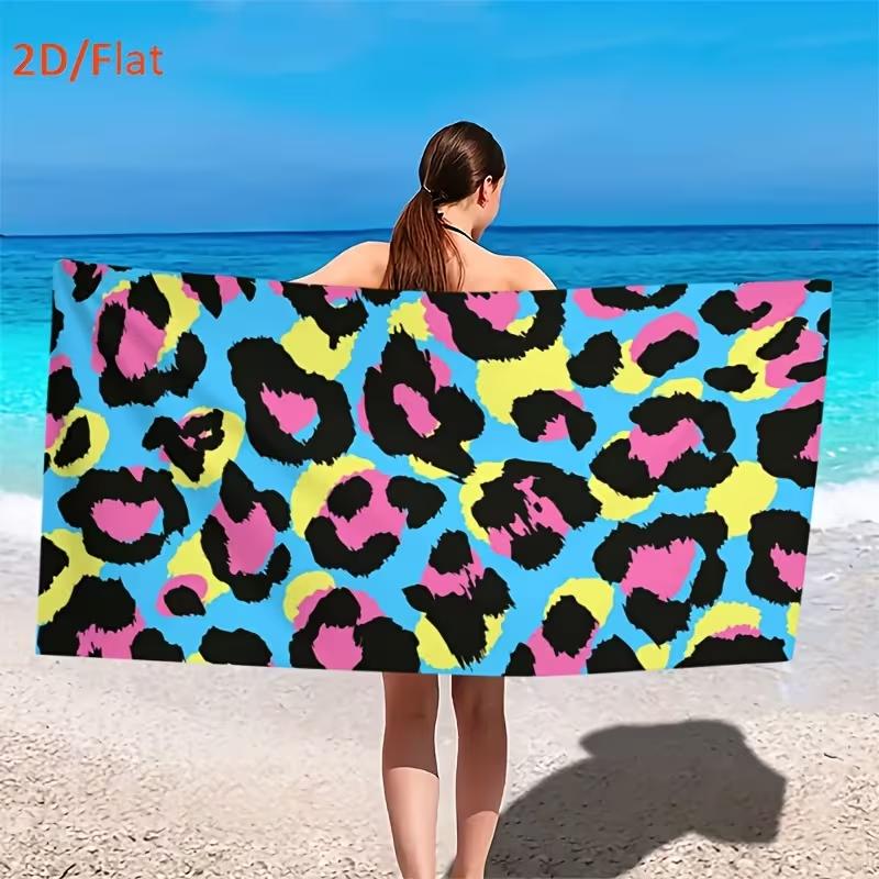 Colorful Leopard Print Beach Towel Fashionable Summer Beach Towel Summer Beach Towel Towel Quick Drying and Outdoor Travel Towel 50X100cm &1pc
