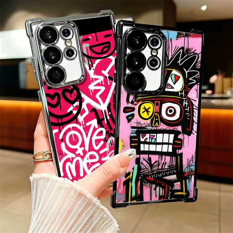 Graffiti Fashion Art Soft Phone Case For Samsung Galaxy S26 Ultra S25 Edge S24 FE S23 Plus S22 S21 + S20 Plating Anti-Fall Funda