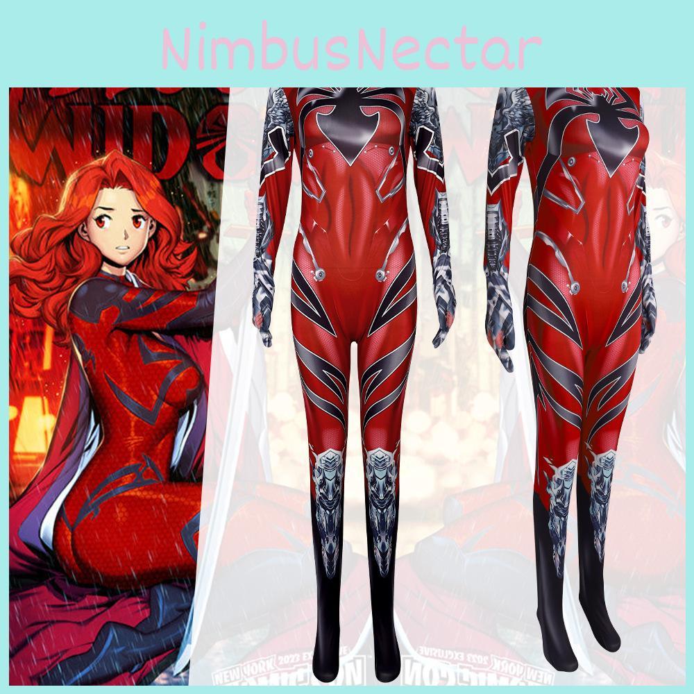 Blood Widow Cosplay Costume Cartoon Jumpsuits Halloween Party Stage Performance