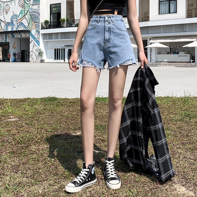 Women s Slimming High-Waisted Denim Shorts - 2021 Summer Style S