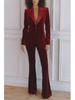 Autumn Winter 2025 Velvet Korean Suit Set - Women's Long Sleeve Commuting Party Two-Piece.