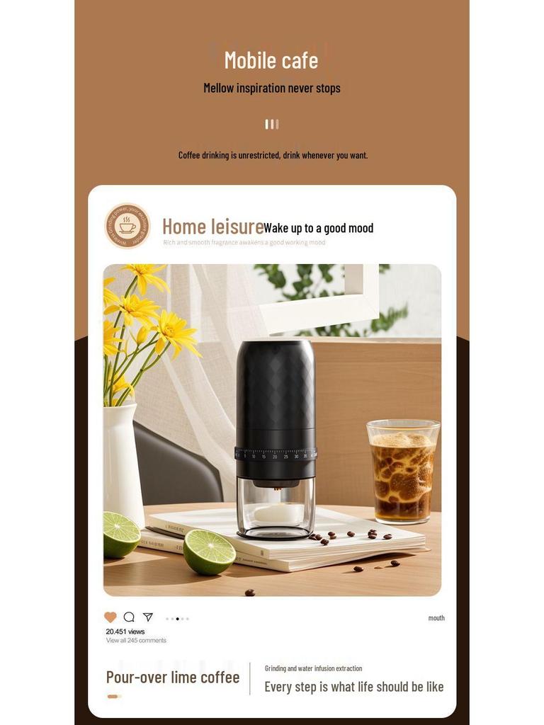 Portable Electric & Manual Coffee Bean Grinder - Compact Household Hand-Cranked & Automatic Grinding Machine