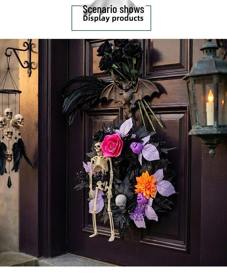 Halloween Skull Wreath: Hong Kong Love Door Ornament & Porch Decoration