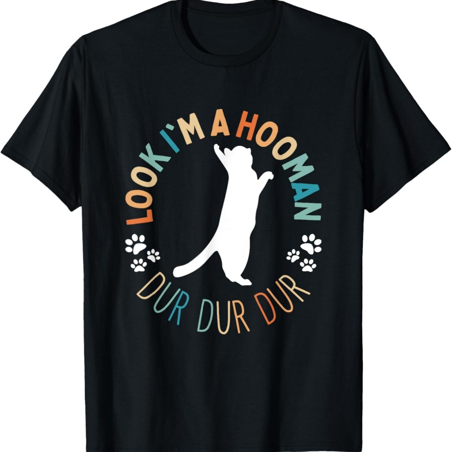 Look I m a Hooman Funny Cat Meme T-Shirt S чёрный