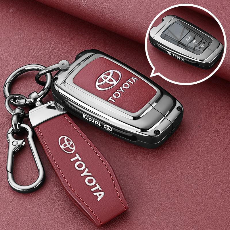 Leather Zinc Alloy Car Key Case for Toyota Corolla Hybrid 2021 Rav4 Land Cruiser Prado Camry Highlander Prius C-HR 2018+