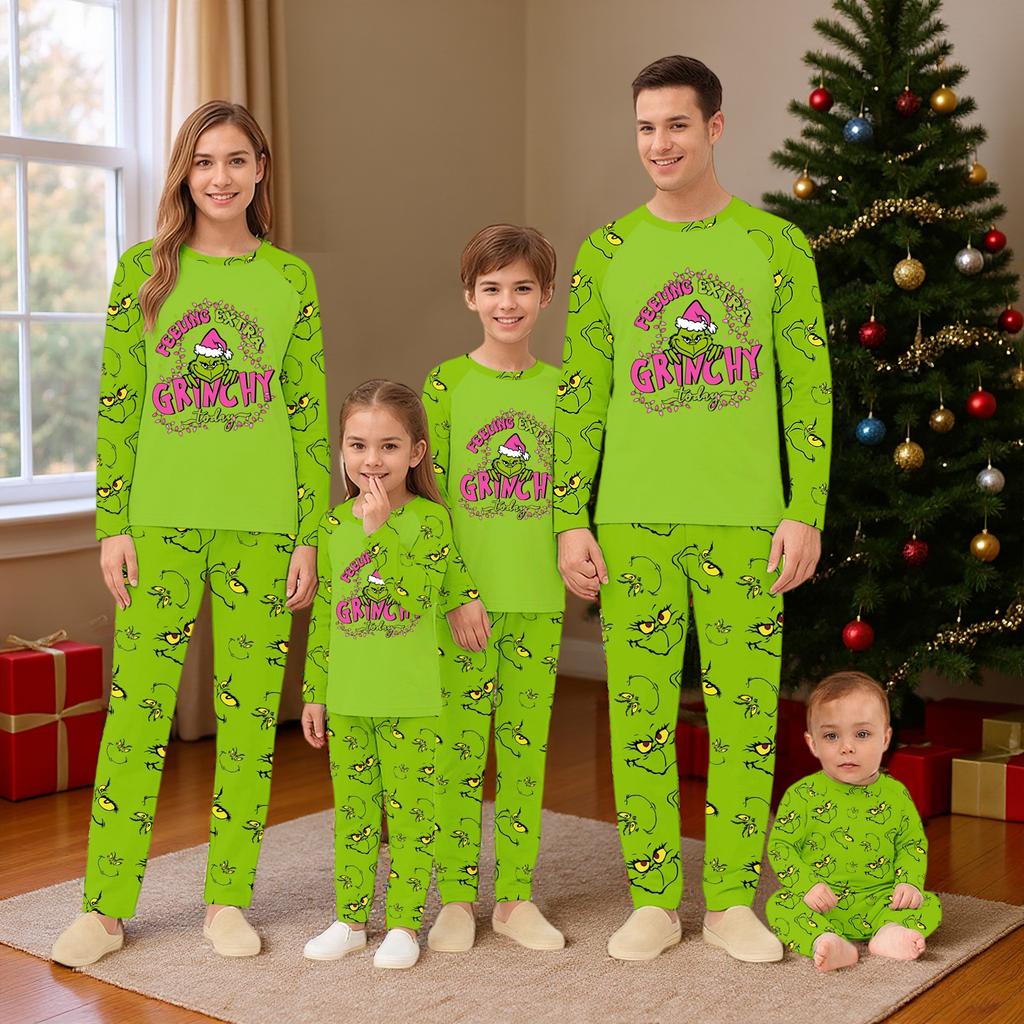 Cartoon Letters Print Family Matching Long Sleeved Parent-child Suit Home Clothes Suit Fall