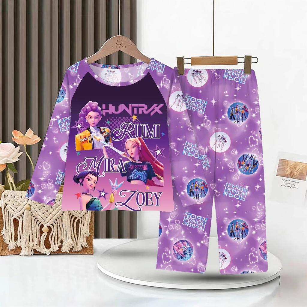 New Demon Hunters Children's Pajamas Long Sleeve Cartoon Girls Babies Middle and Older Children's Loungewear Set
