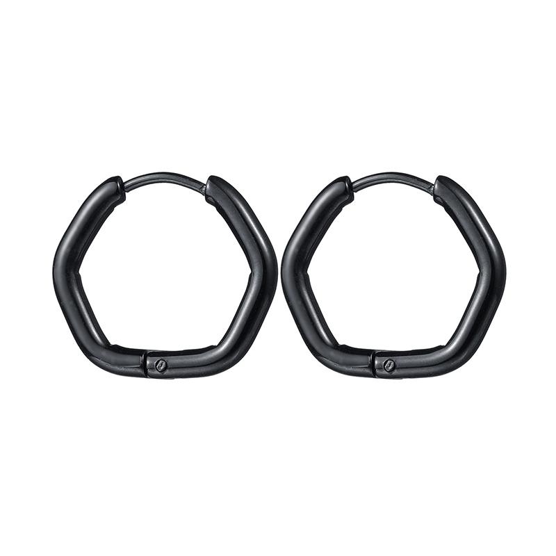 Glossy Stainless Steel Hoop Earrings For Women Men Hip Hop Steapunk Round Oval Heart Black Gold Silver Color Huggie Jewelry Gift