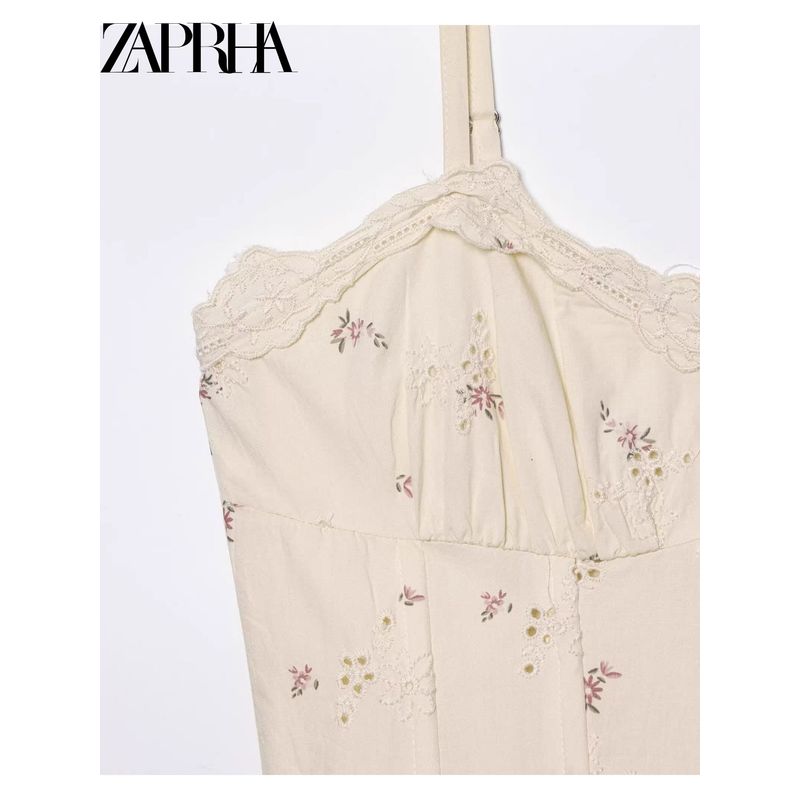 Zaprha 2025 New Arrival Print Poplin Corset Silm Sling Dress Slim Looking 5107312