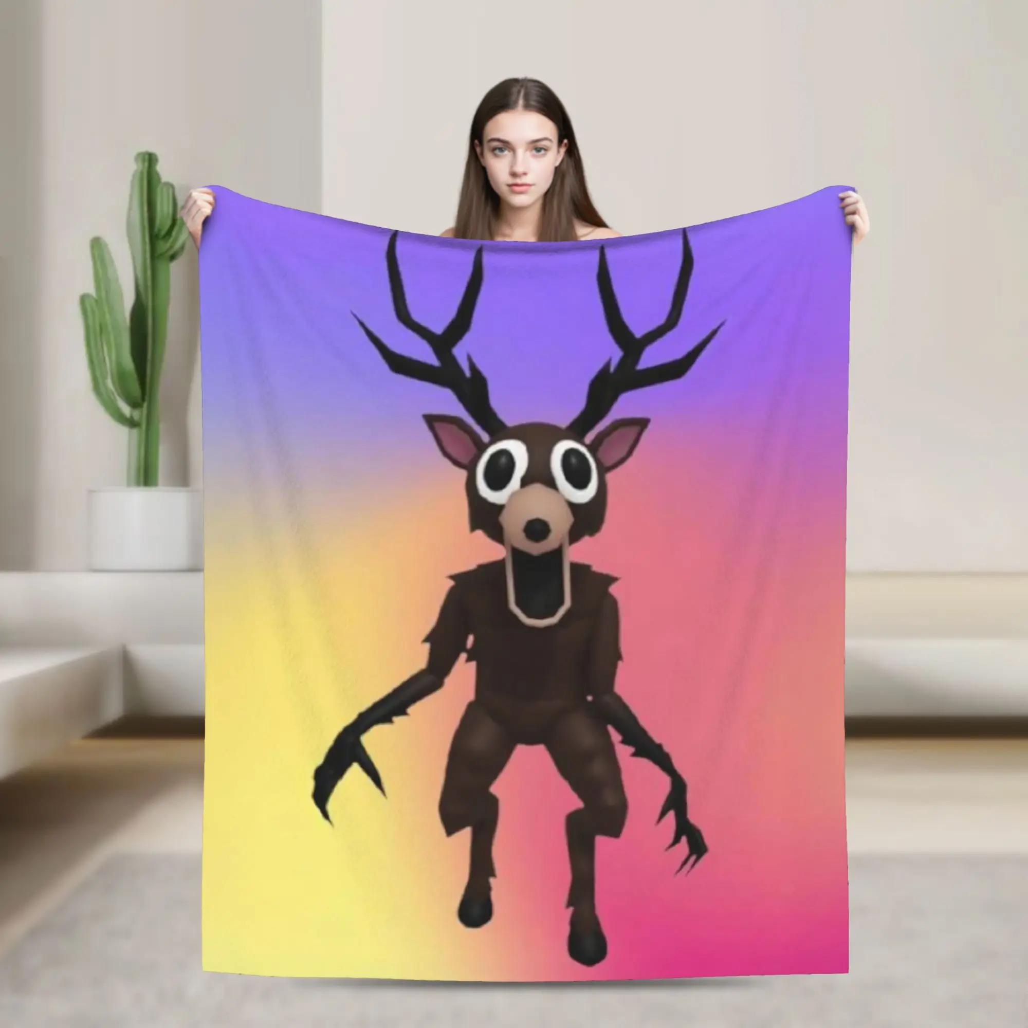 Nights in the Forest The Deer Flannel Blanket Horror Game Inspired Funny Throw Blanket xcm Lightweight for Home 100x150cm