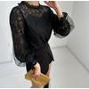 Loose Long Sleeved Mesh Lantern Sleeves Lace Women's Blouses & Shirts