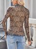 Turtleneck Long Sleeve Lace Floral Mesh Undershirt Top Women's