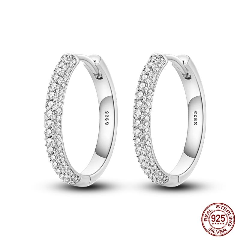 925 Sterling Silver Trendy Colored Tulip Earrings For Women Cubic Zircon Butterfly Double Hoop Earrings Fine Engagement Jewelry