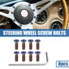 X AUTOHAUX 8pcs M5x0.8 Flat Head Car Steering Wheel Screw Bolt Taper with Wrench Burnt Blue