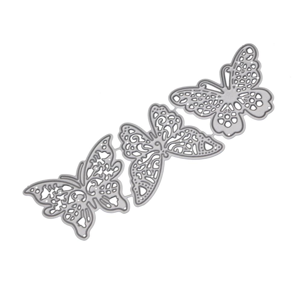 

3 бабочки рамка металлический серебристый трафарет тиснение резка штампы для скрапбукинга бумага альбом карты изготовление серебряный