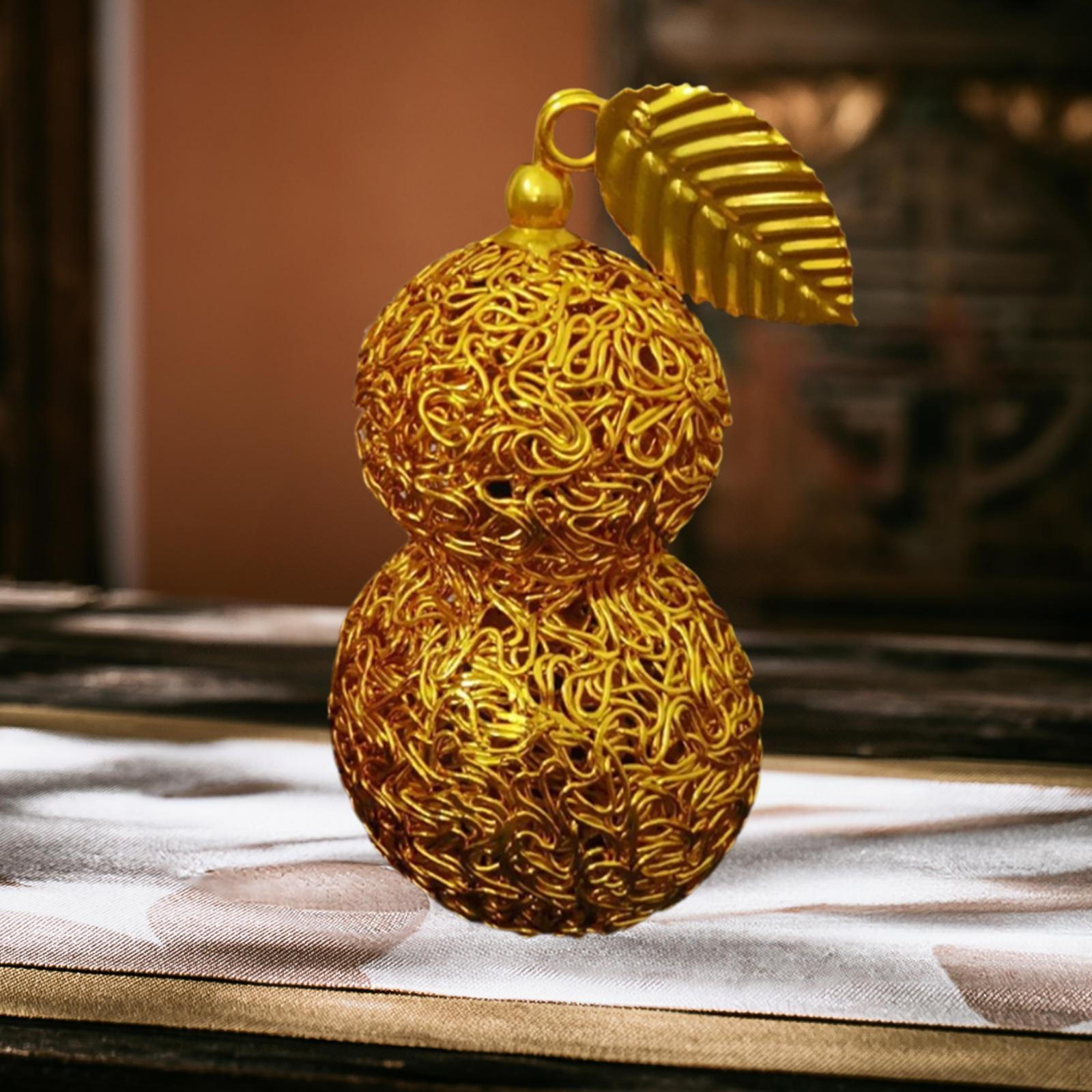 

Статуэтка тыквы, китайский орнамент фэн-шуй, золотая скульптура, статуэтка Ху Лу для книжной полки в гостиной Overall