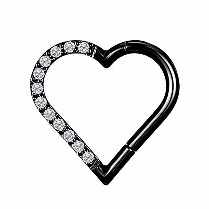 Steel Hinged Segment Hoop CZ Stone Nose Ring Nipple Clicker Ear Cartilage Tragus Helix Lip Earring Piercing Body Jewelry