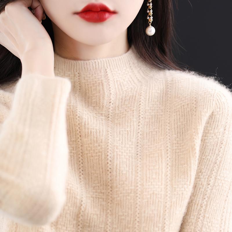 Dámský kašmírový svetr Qinghe kašmír 30% kašmír 70% vlna Dámský podzimní a zimní kašmírový svetr měkký a teplý