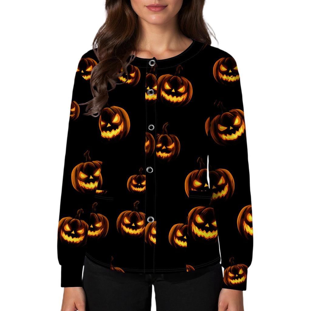 Damen Casual Mode Einreihig Halloween Grafik Bedruckt Krankenpfleger Oberteile
