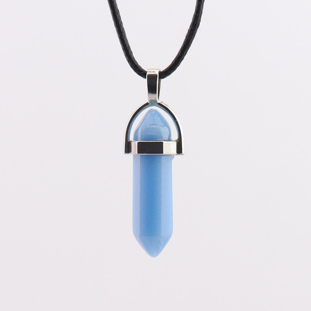 Crystal Hexagonal Column Pendant Popular Hexagonal Prism Bullet Luminous Stone Necklace N759