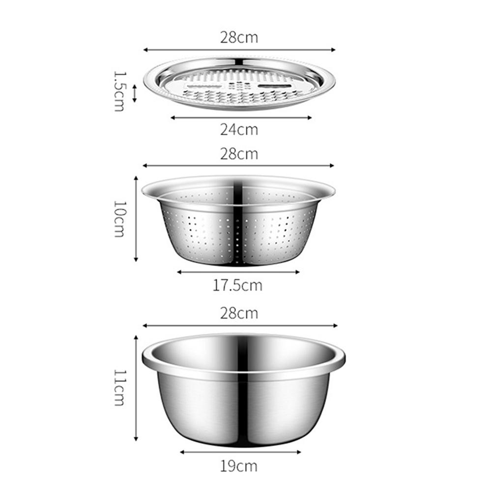 Quick Draining Stainless Steel Basin With Grater/Slicers Large Capacity Washing Strainer For Carrots Fruit