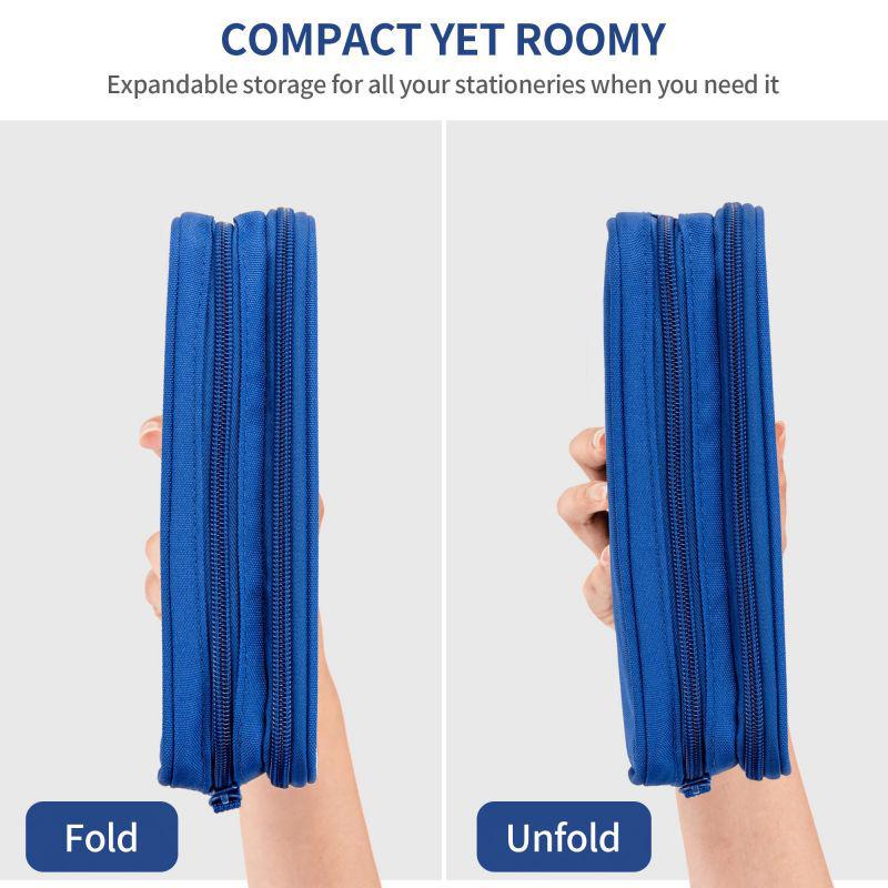 DIY Double-Layer Blue Pencil Case - Multifunctional, Large Capacity for Students and Children