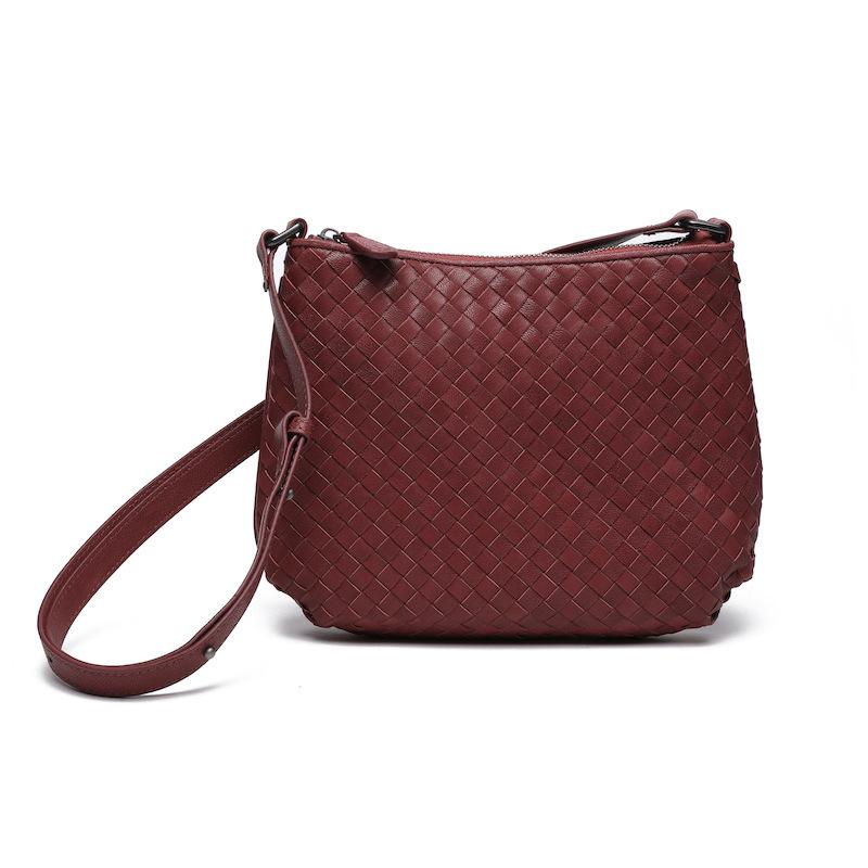 Cross Border Trend New Woven Women's Bag Top Layer Sheepskin Hand Woven Fashionable Single Shoulder Diagonal Cross Dual-use Woven Bag For Women