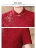 2025 Spring Red Lace Qipao: Young Plus Size Three-Quarter Sleeve A-Line Dress for Mothers at Wedding Banquets